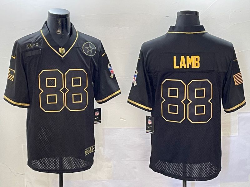 Men Dallas Cowboys #88 Lamb Black Gold 2024 Nike Limited NFL Jersey style 0108